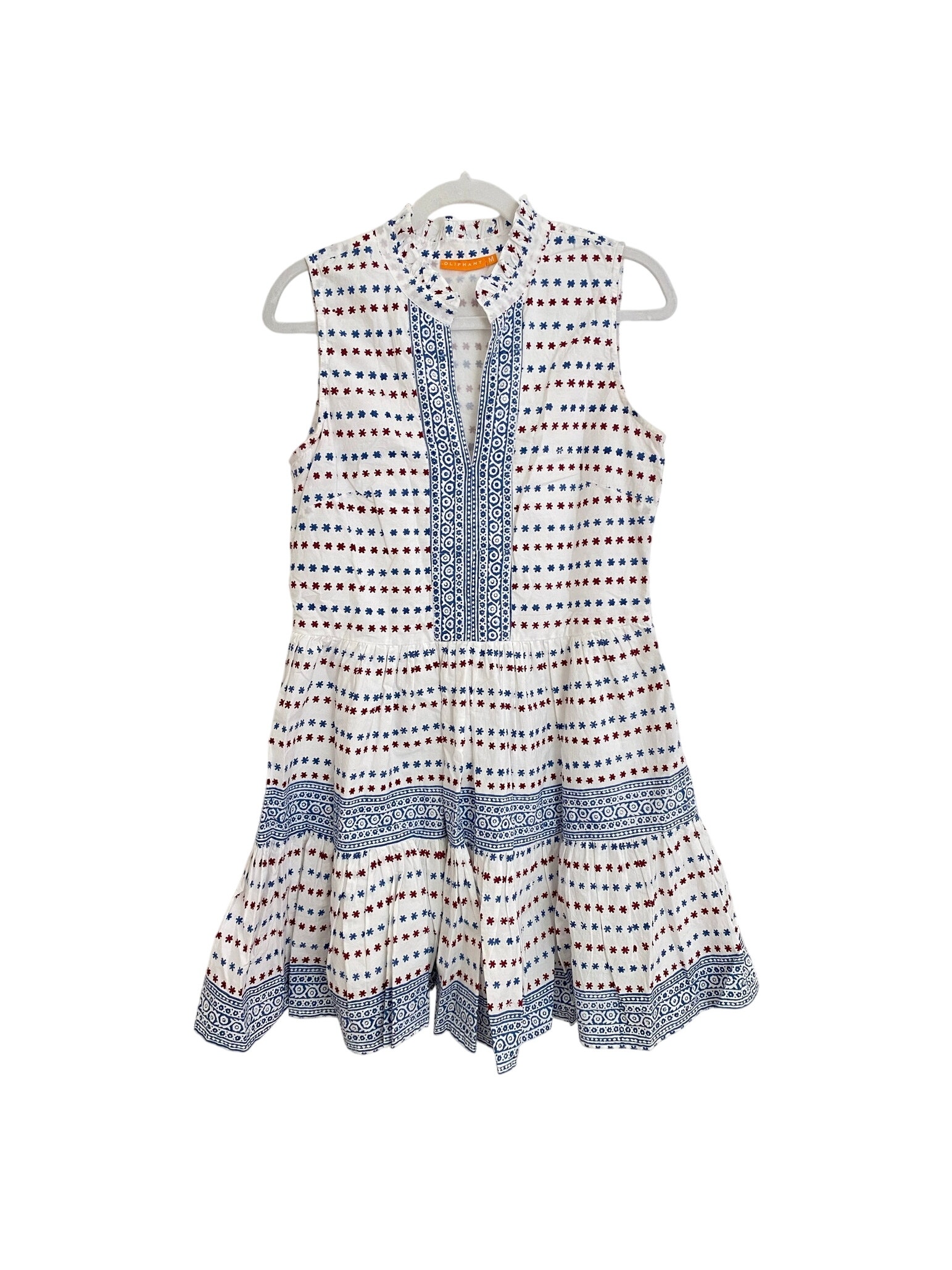 Oliphant Tuckernuck Yoke Short Mini Dress Firework Star Ellis Blue Red White M